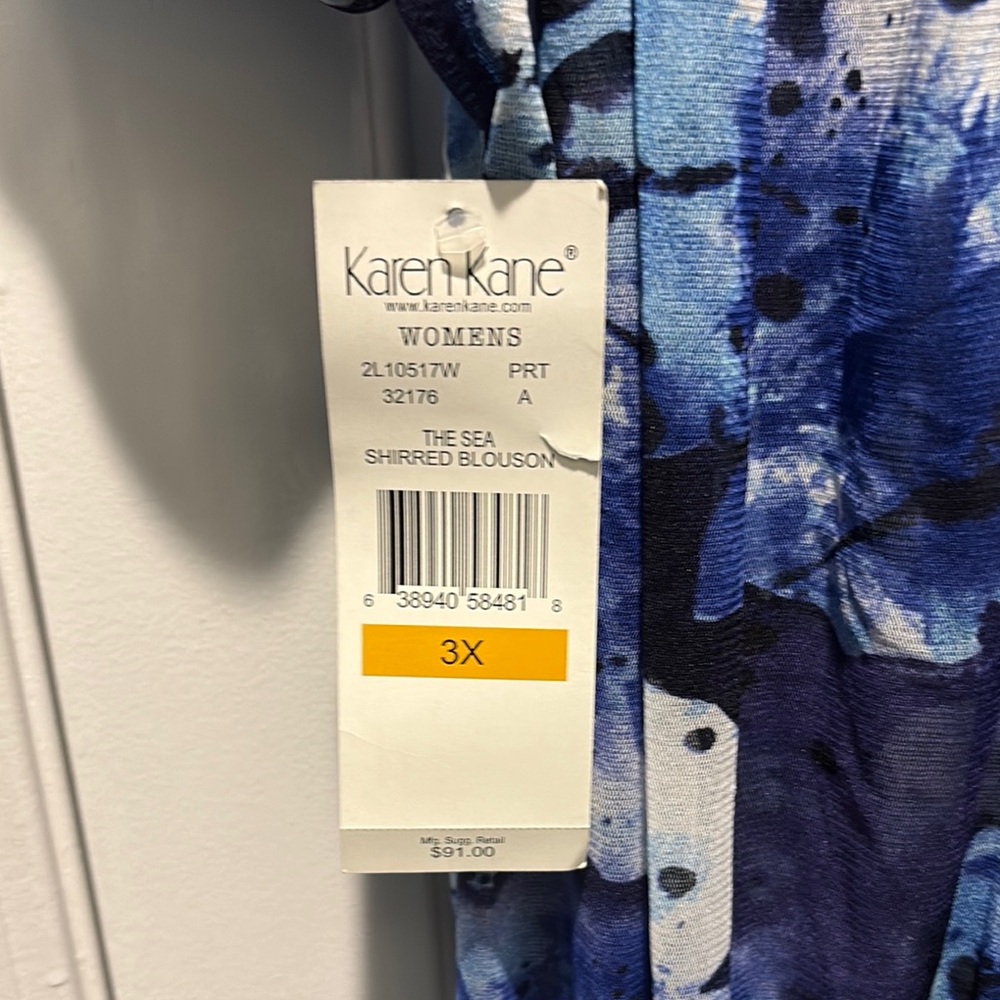 Karen Kane Blue Patterned Blouson